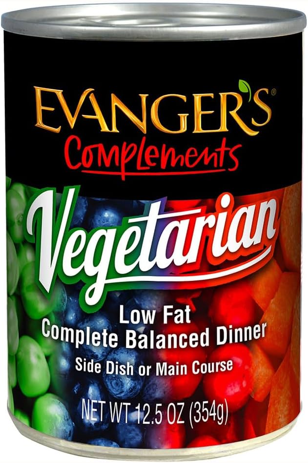 Evanger's Complements Vegetarian Dinner – 12 Count, 12.5 oz Each – Grain-Free Plant-Based Food for Dogs & Cats – Balanced Mixing Base with Vegetables & Fruits